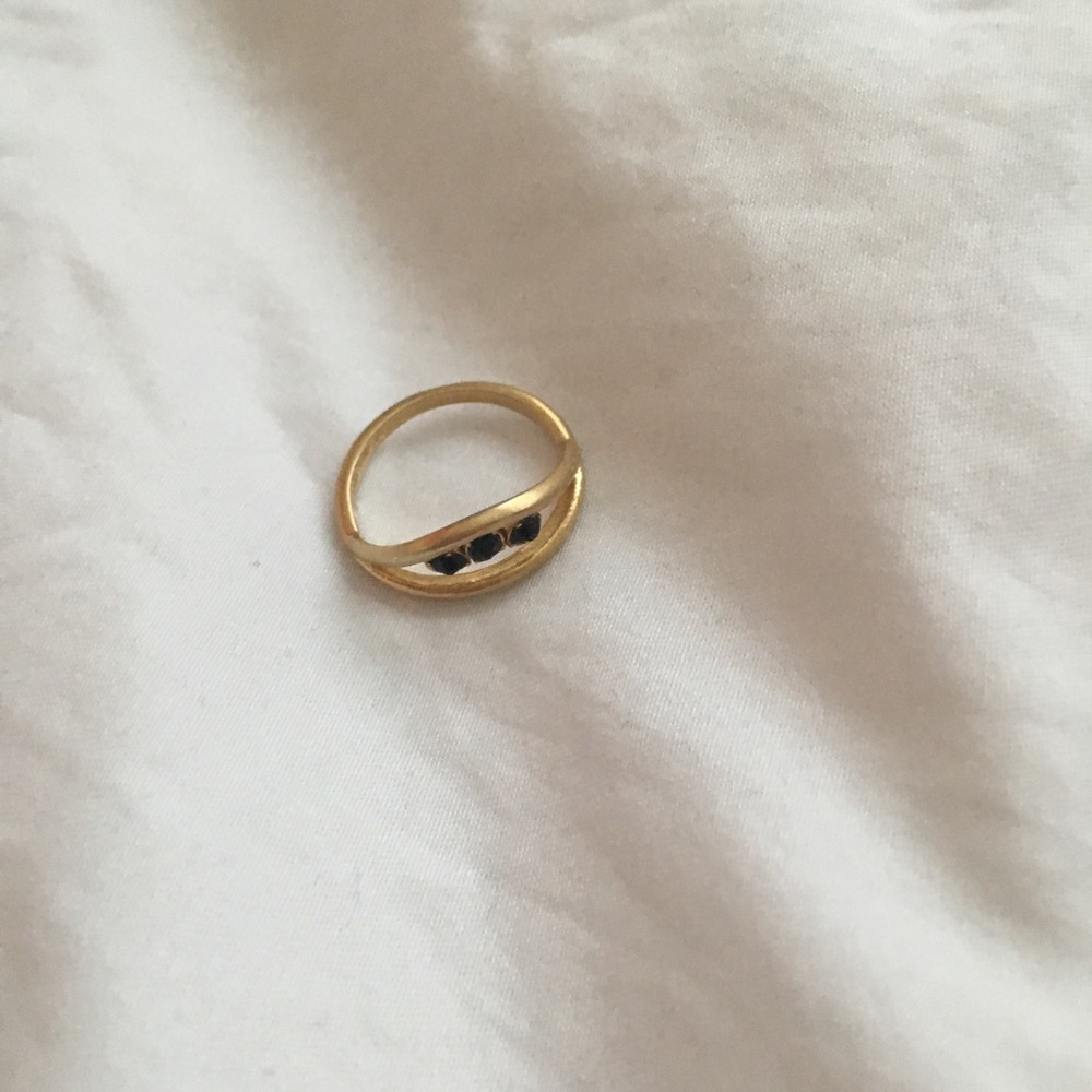 brass madewell ring with black gems size 6